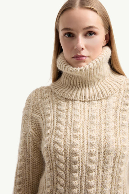 Moncler Wool & Mohair Blend Turtleneck Sweater White Ivory White Ivory