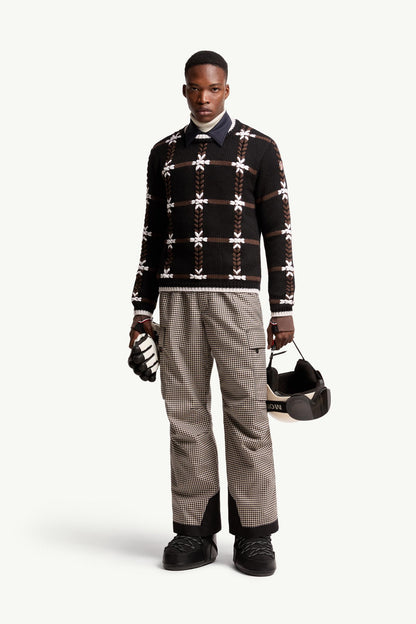 Moncler Embroidered Wool Blend Sweater Black Black