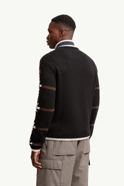 Moncler Embroidered Wool Blend Sweater Black Black