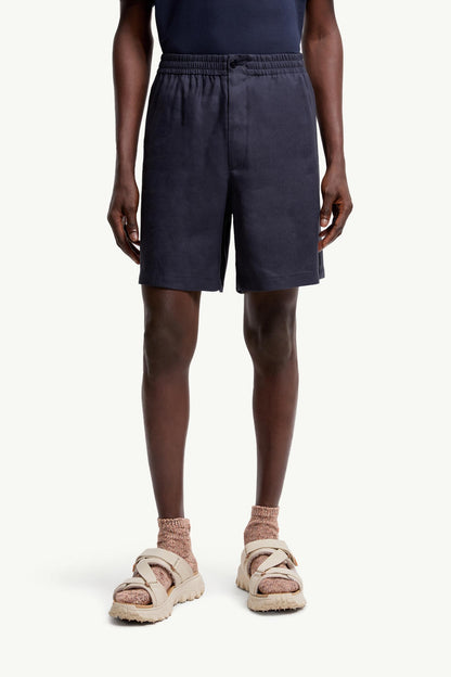 Moncler Moncler X Gilga Farm By Donald Glover Linen Blend Shorts Navy Blue Navy Blue