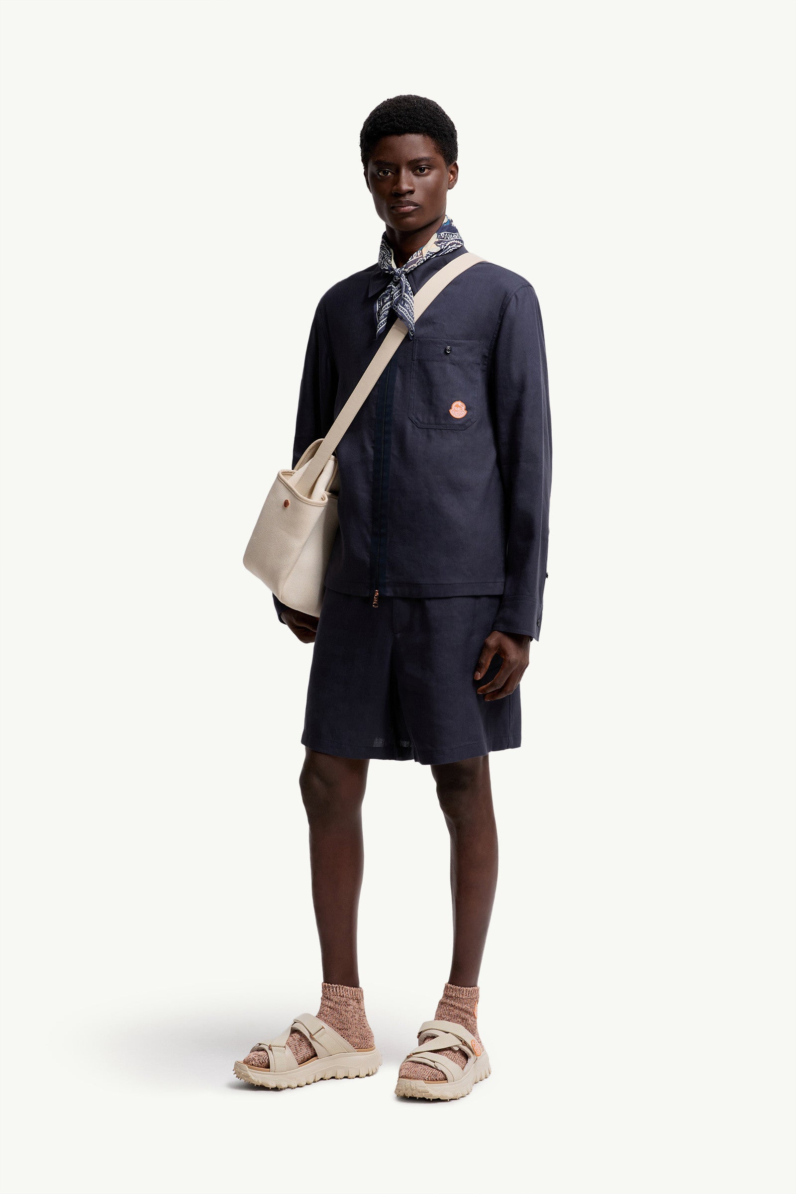 Moncler Moncler X Gilga Farm By Donald Glover Linen Blend Shorts Navy Blue Navy Blue