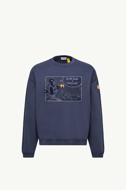 Moncler Moncler X Gilga Farm By Donald Glover Cotton Sweatshirt Navy Blue Navy Blue