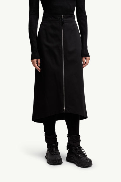 Moncler Moncler X Ee72 By Edward Enninful Cotton Gabardine Midi Skirt Black Black