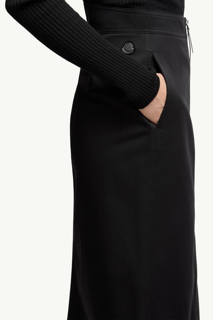 Moncler Moncler X Ee72 By Edward Enninful Cotton Gabardine Midi Skirt Black Black