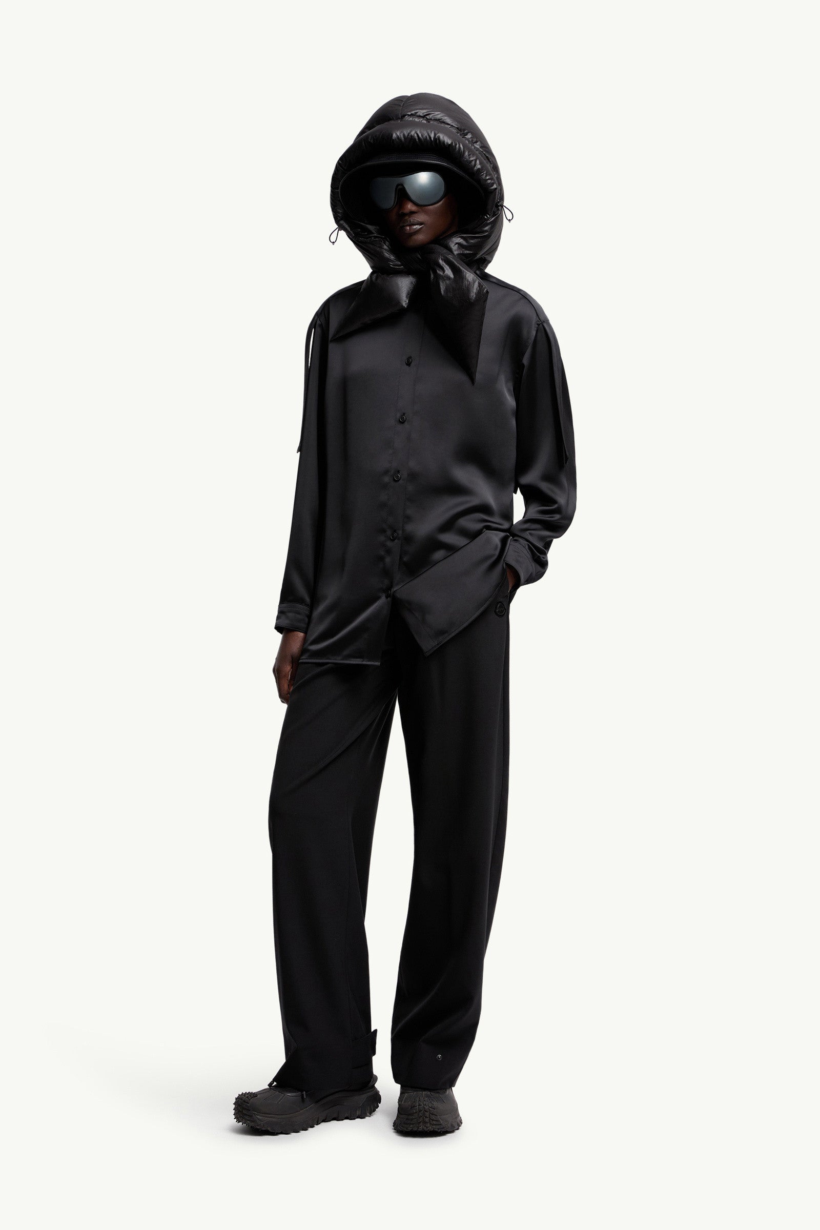 Moncler Moncler X Ee72 By Edward Enninful Satin Shirt Black Black