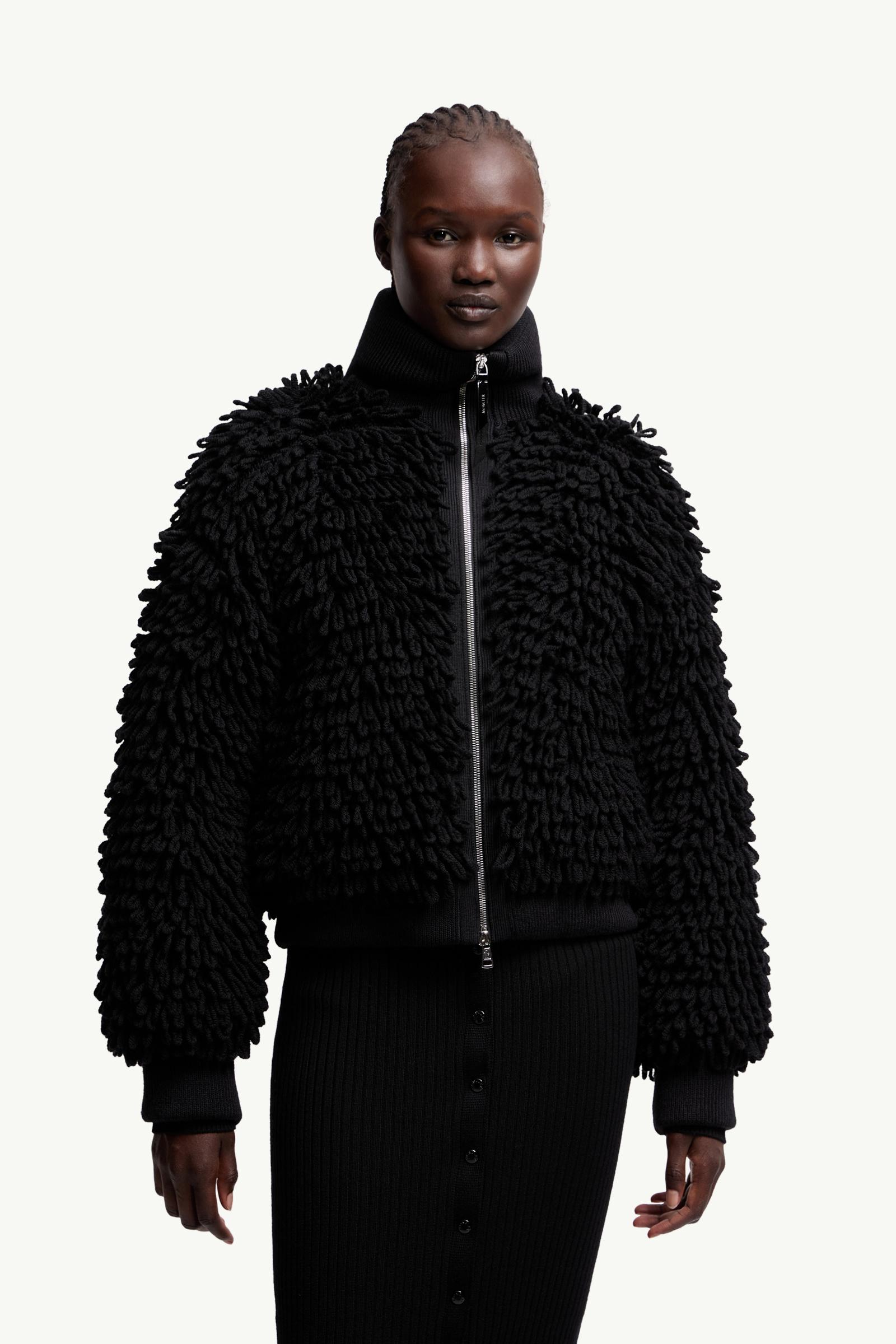Moncler Moncler X Ee72 By Edward Enninful Wool Blend Zip-Up Cardigan Black Black
