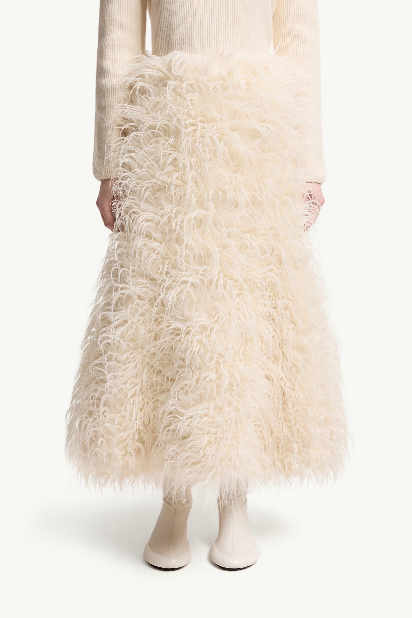 Moncler Moncler + Jil Sander Textured Wool Blend Midi Skirt White Ivory White Ivory