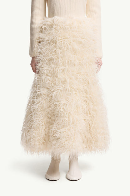 Moncler Moncler + Jil Sander Textured Wool Blend Midi Skirt White Ivory White Ivory