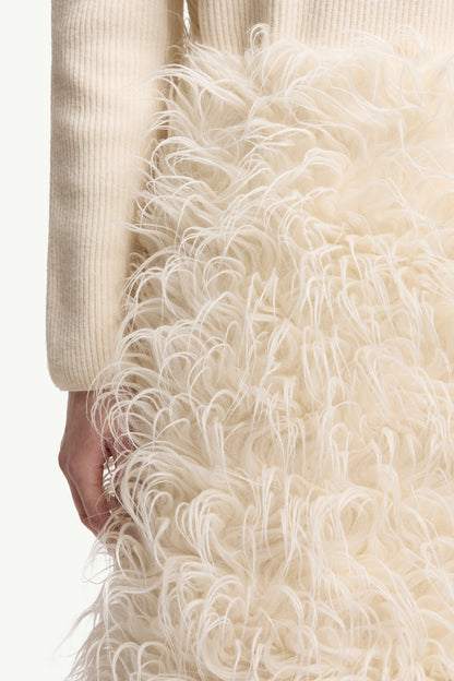 Moncler Moncler + Jil Sander Textured Wool Blend Midi Skirt White Ivory White Ivory