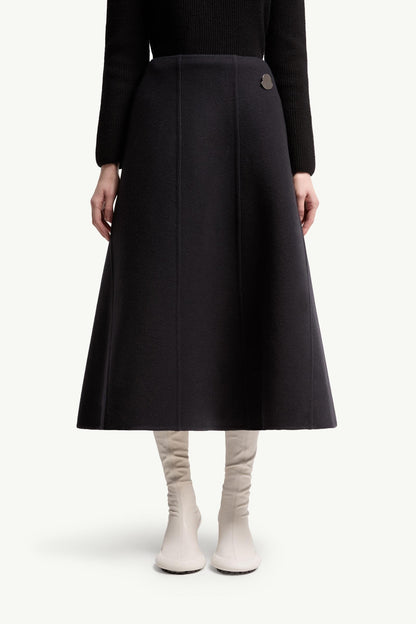 Moncler Moncler + Jil Sander Wool Midi Skirt Navy Blue Navy Blue