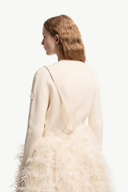 Moncler Moncler + Jil Sander Textured Wool Blend Long Skirt White Ivory White Ivory