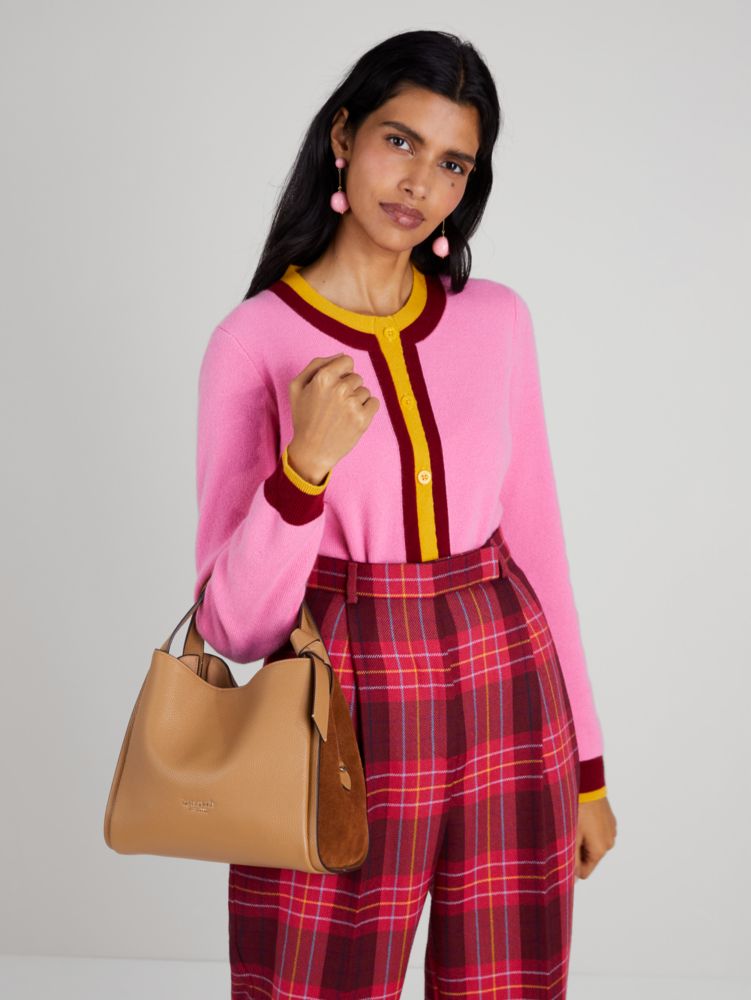 KateSpade Knott Pebbled Leather & Suede Medium Crossbody Tote Bungalow