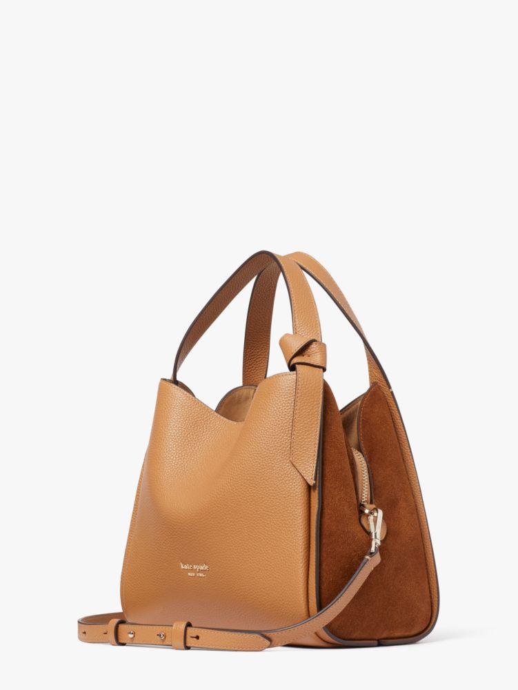 KateSpade Knott Pebbled Leather & Suede Medium Crossbody Tote Bungalow