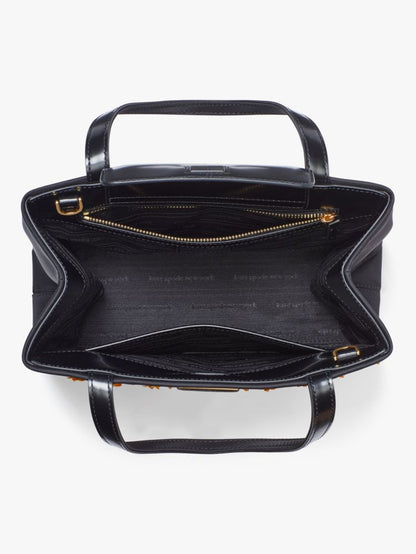 KateSpade Sam Icon Floral Embellished Nylon Small Tote Black Multi