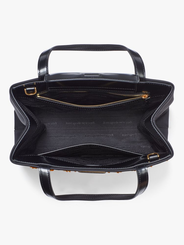 KateSpade Sam Icon Floral Embellished Nylon Small Tote Black Multi