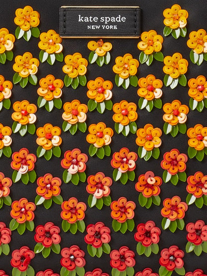 KateSpade Sam Icon Floral Embellished Nylon Small Tote Black Multi