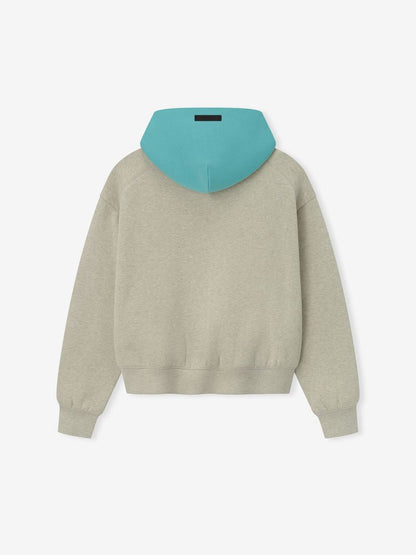 Essentials Womens Liberty Classic Hoodie Heather Stone/ Aqua Sea