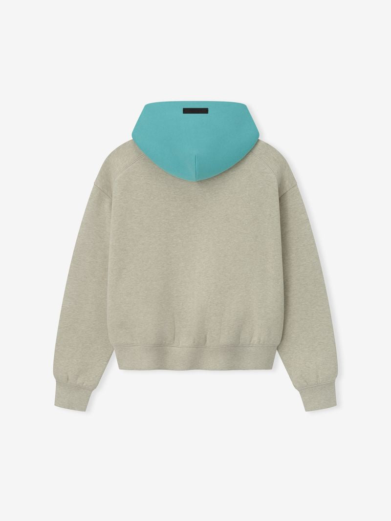 Essentials Womens Liberty Classic Hoodie Heather Stone/ Aqua Sea
