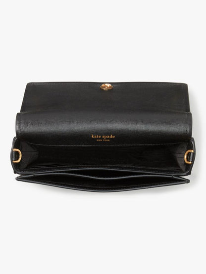 KateSpade Morgan Bow Embellished Flap Chain Wallet Black