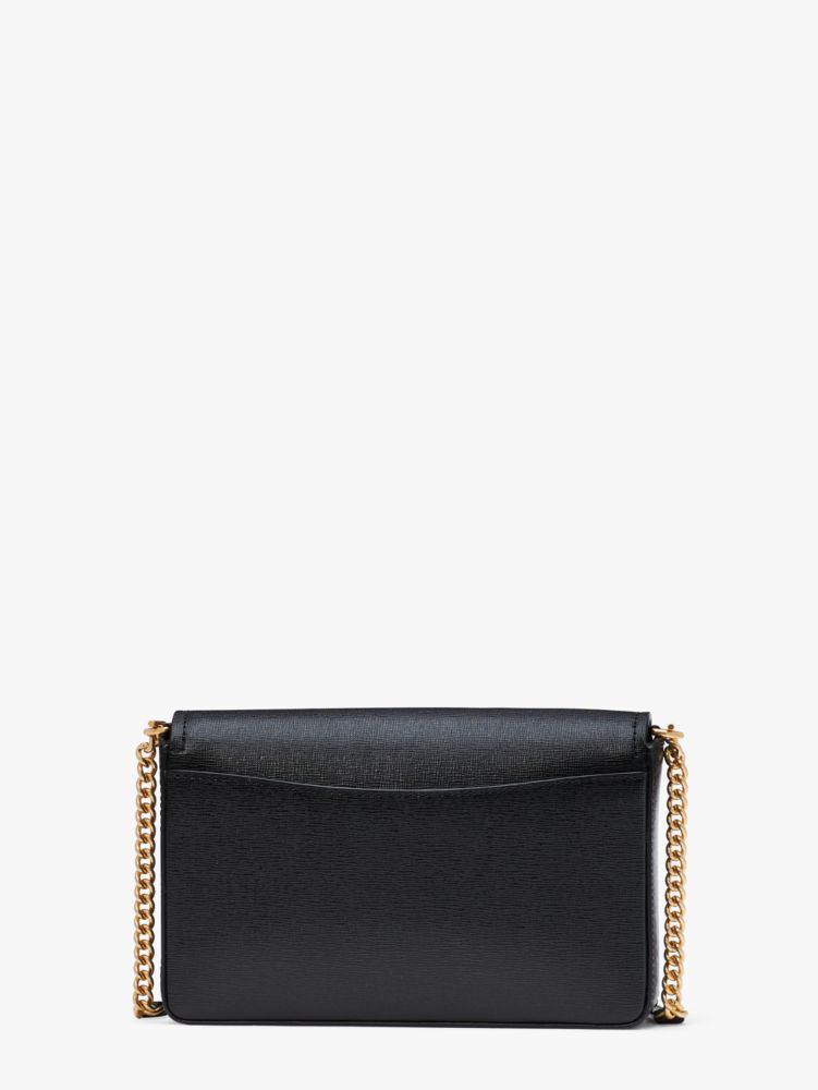 KateSpade Morgan Bow Embellished Flap Chain Wallet Black