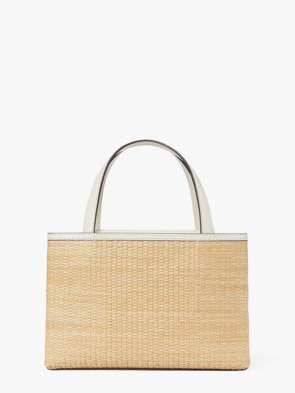KateSpade Sam Icon Dragonfly Embellished Straw Small Tote Natural Multi