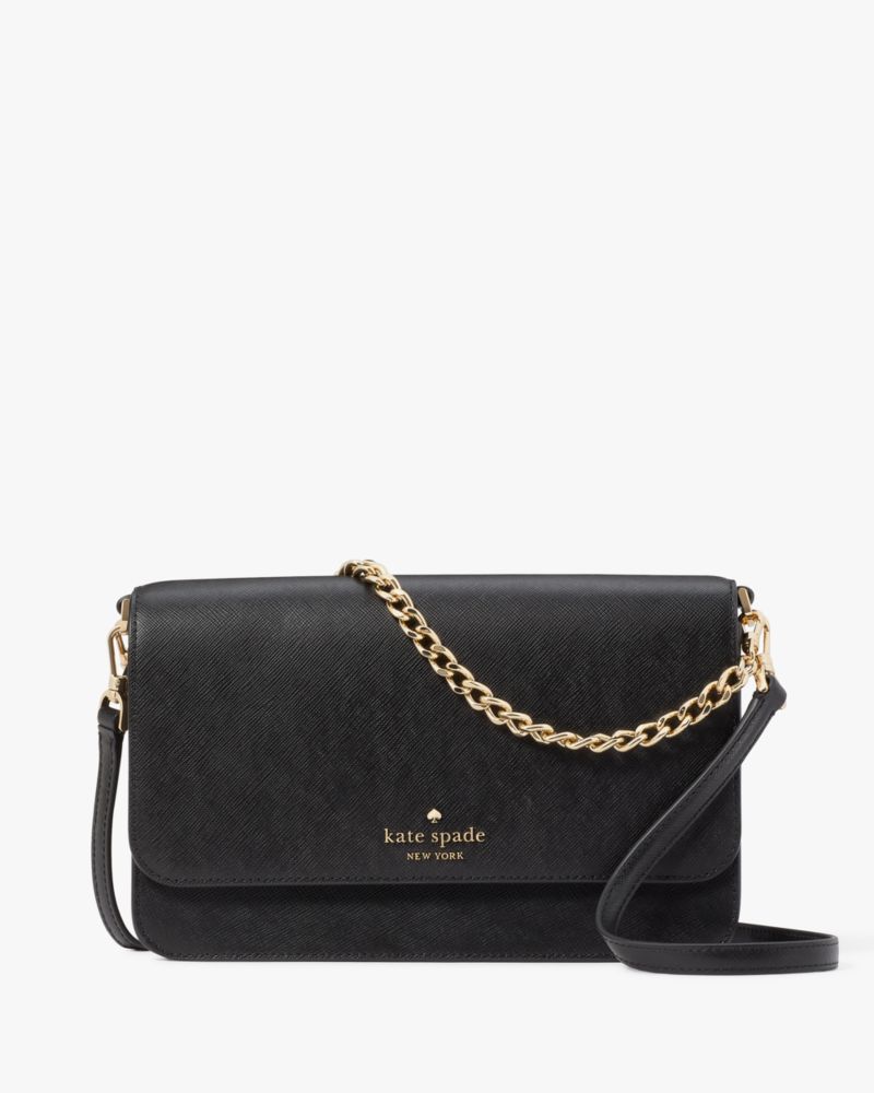 KateSpade Madison Willow Medium Flap Convertible Crossbody Purse Black