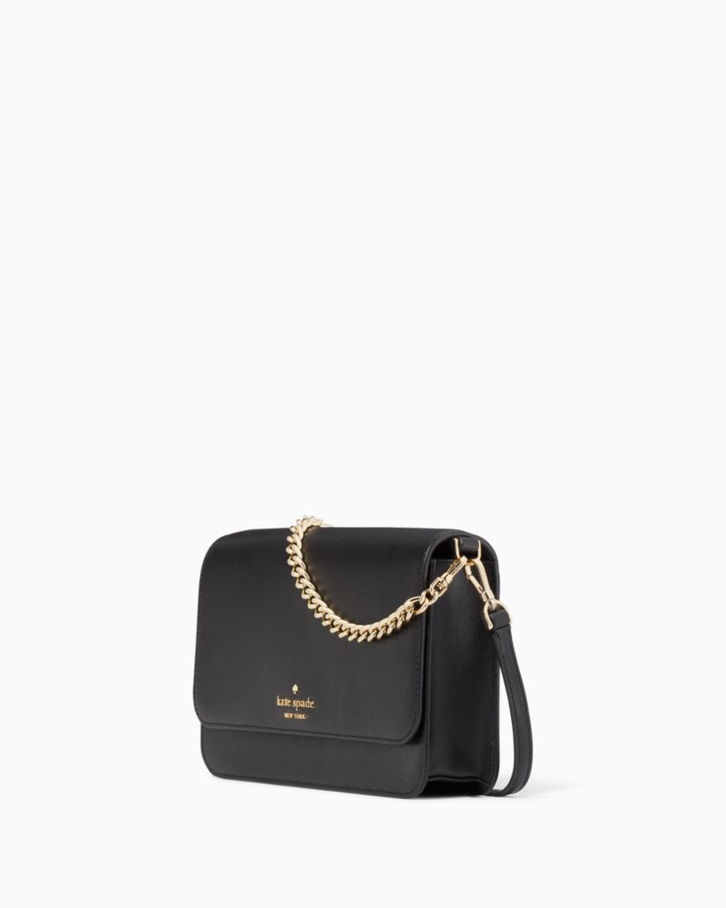 KateSpade Madison Willow Medium Flap Convertible Crossbody Purse Black