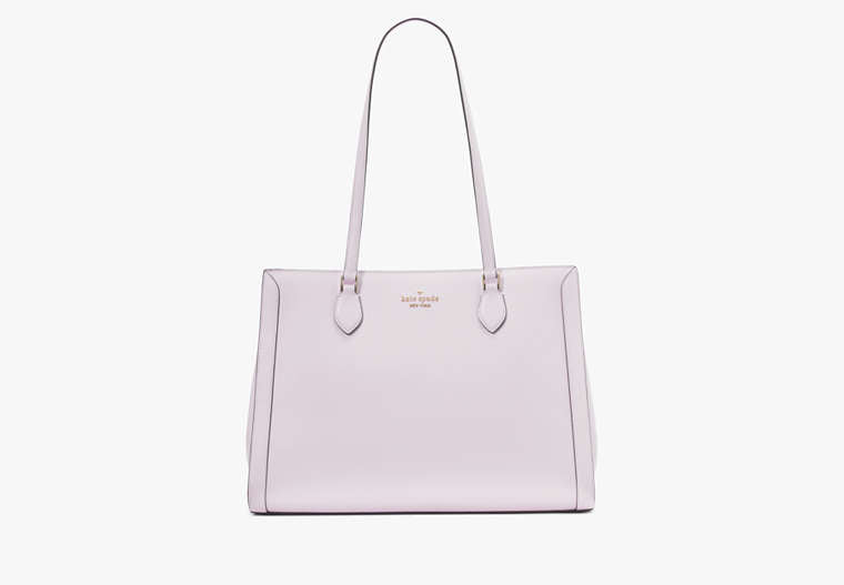 Madison Saffiano East West Leather Large Laptop Tote Pale Amethyst Pale Amethyst