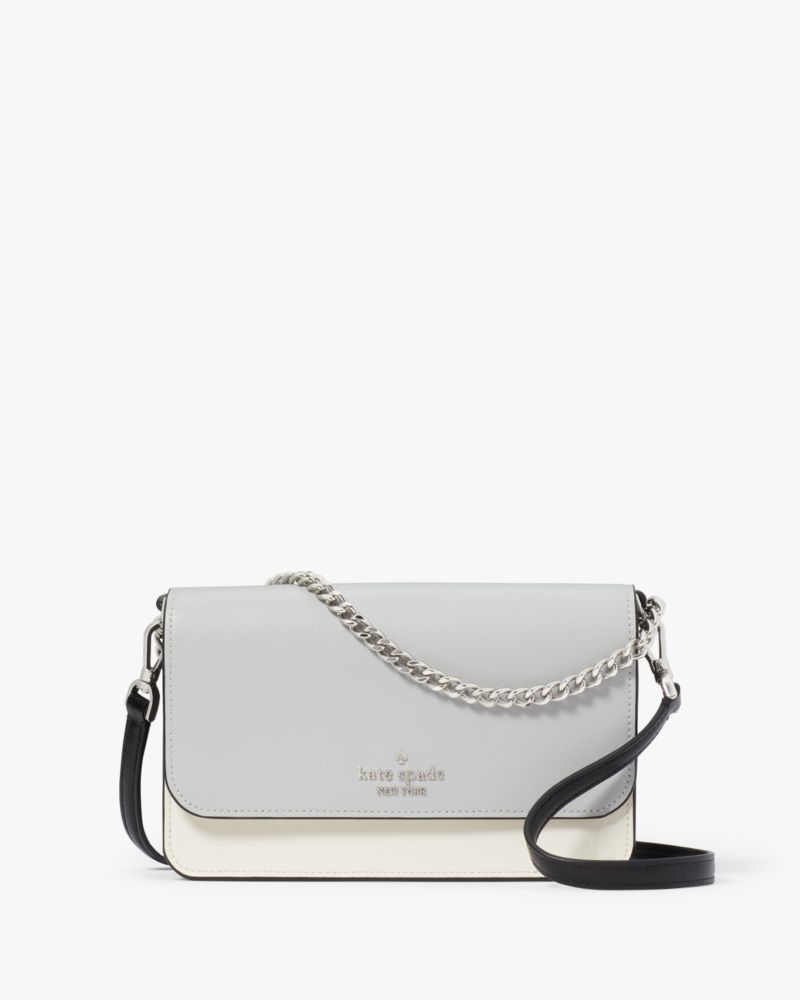 KateSpade Madison Willow Mini Flap Crossbody Platinum Grey Multi
