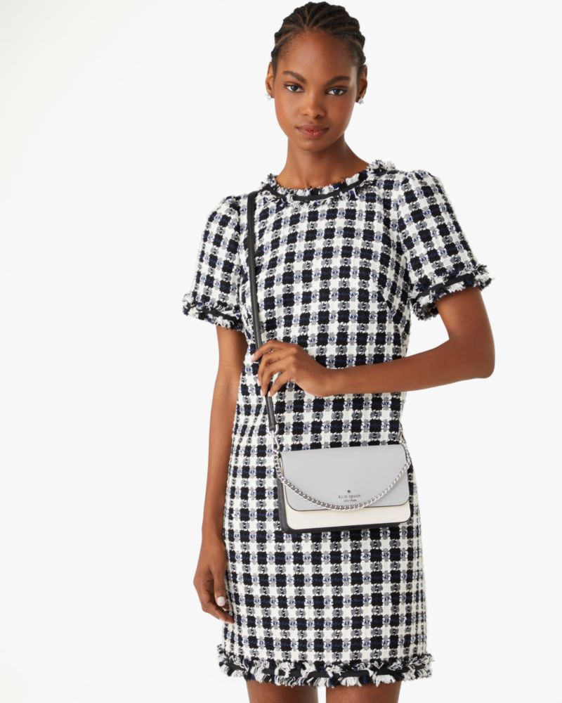 KateSpade Madison Willow Mini Flap Crossbody Platinum Grey Multi