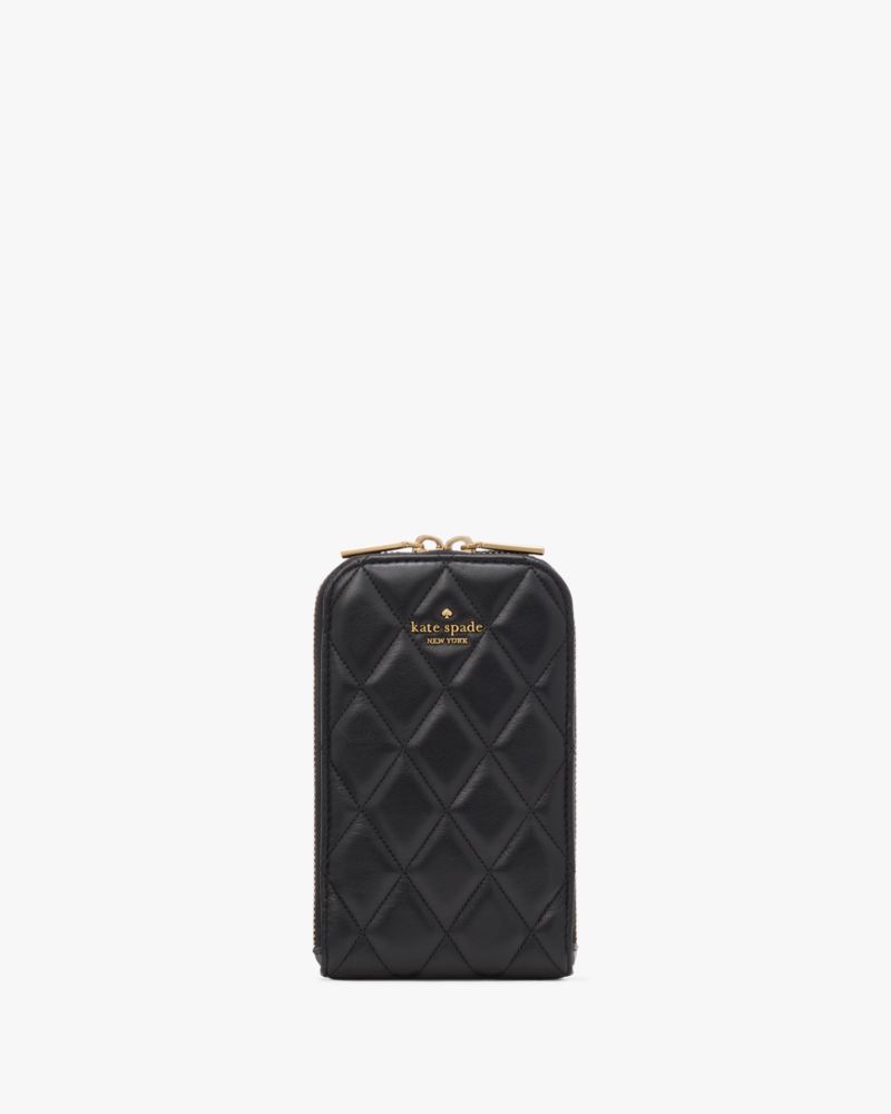 KateSpade Carey Quilted North South Phone Crossbody Black