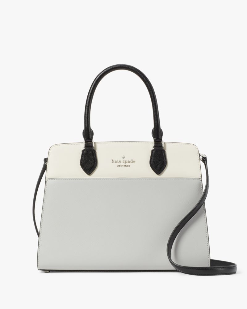 KateSpade Madison Colorblock Saffiano Leather Medium Satchel Platinum Grey Multi