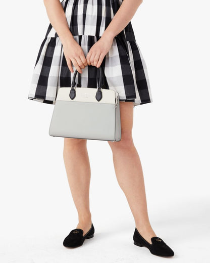 KateSpade Madison Colorblock Saffiano Leather Medium Satchel Platinum Grey Multi