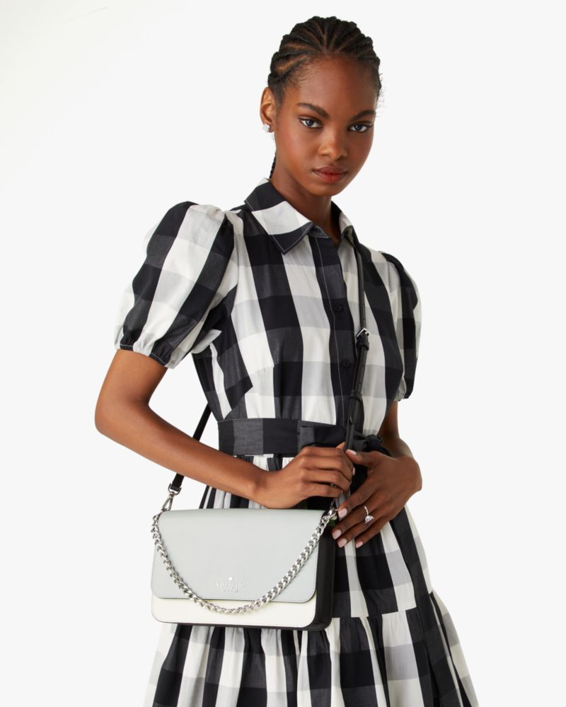 KateSpade Madison Willow Convertible Crossbody Platinum Grey Multi