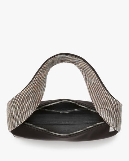 KateSpade Afterparty Crystal Embellished Satin Shoulder Bag Black Multi