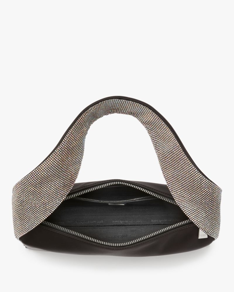 KateSpade Afterparty Crystal Embellished Satin Shoulder Bag Black Multi