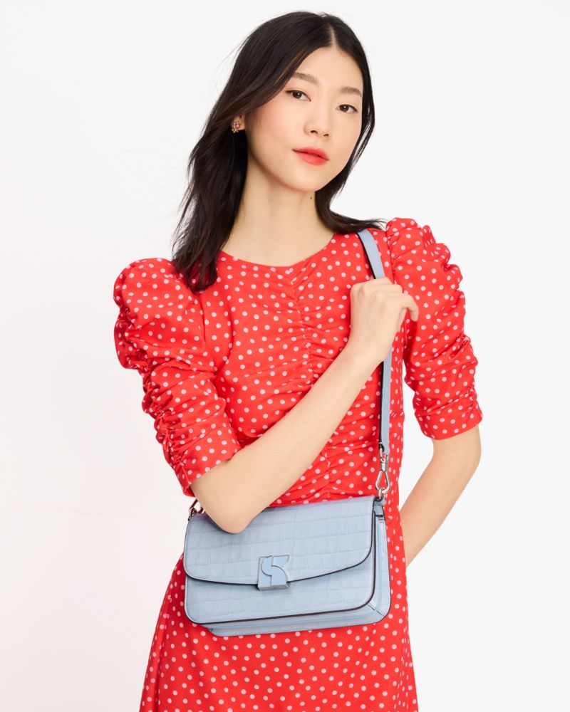 KateSpade Dakota Croc embossed Medium Convertible Shoulder Bag North Star
