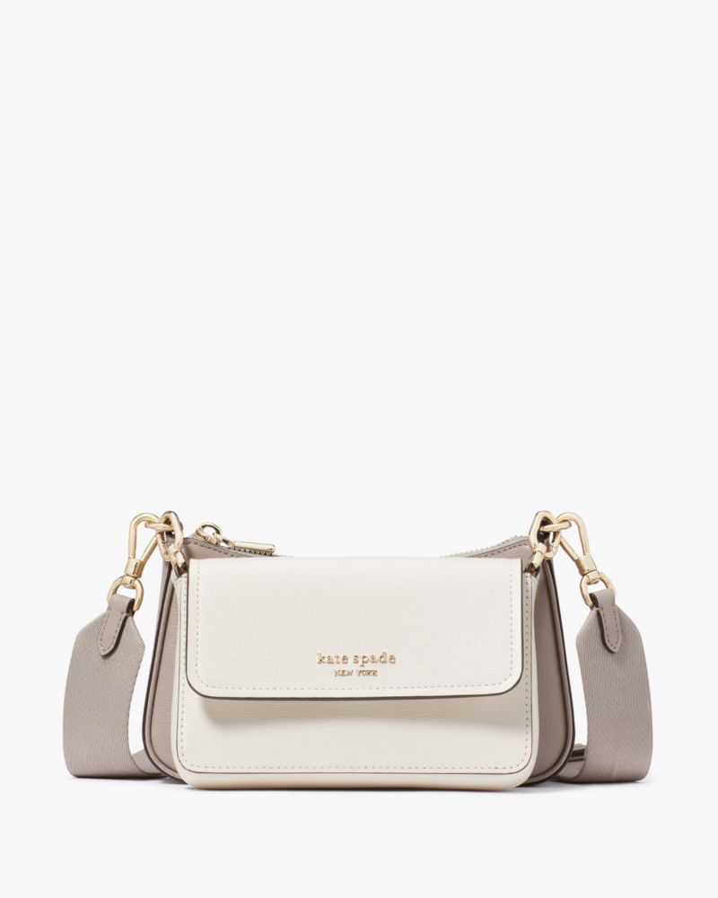 KateSpade Double Up Colorblocked Crossbody Warm Taupe Multi
