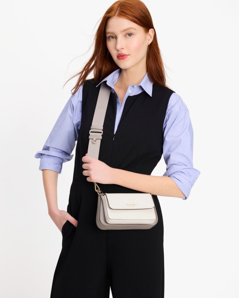 KateSpade Double Up Colorblocked Crossbody Warm Taupe Multi