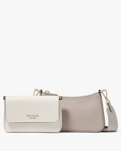 KateSpade Double Up Colorblocked Crossbody Warm Taupe Multi