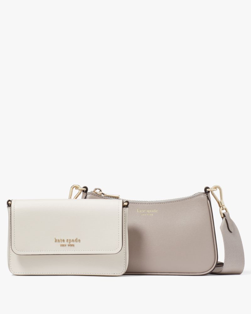 KateSpade Double Up Colorblocked Crossbody Warm Taupe Multi