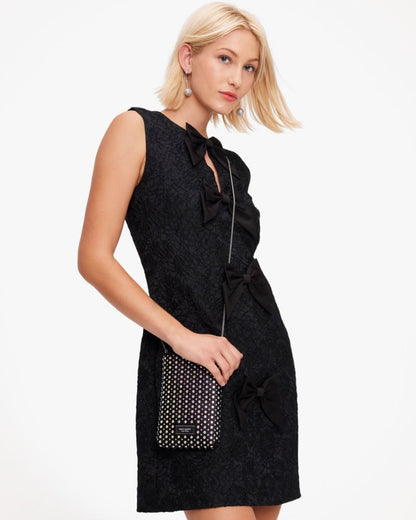 KateSpade Swing Embellished Satin Phone Pouch Black Multi