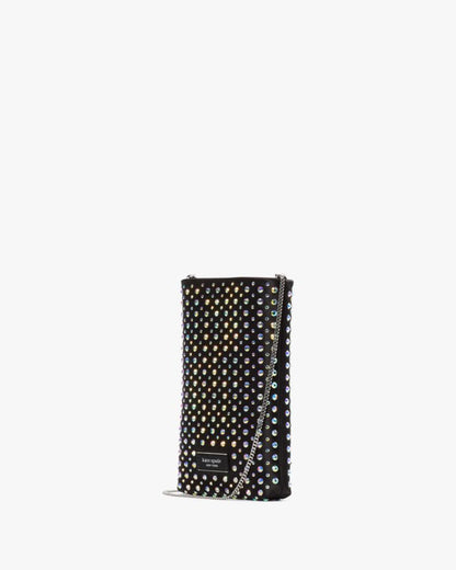 KateSpade Swing Embellished Satin Phone Pouch Black Multi