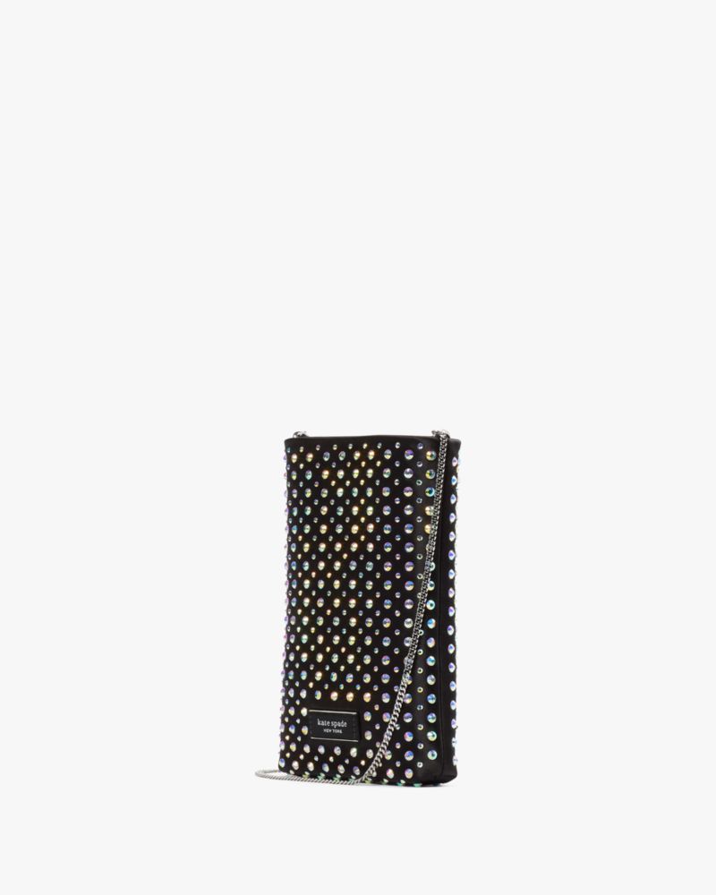KateSpade Swing Embellished Satin Phone Pouch Black Multi