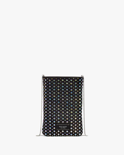 KateSpade Swing Embellished Satin Phone Pouch Black Multi