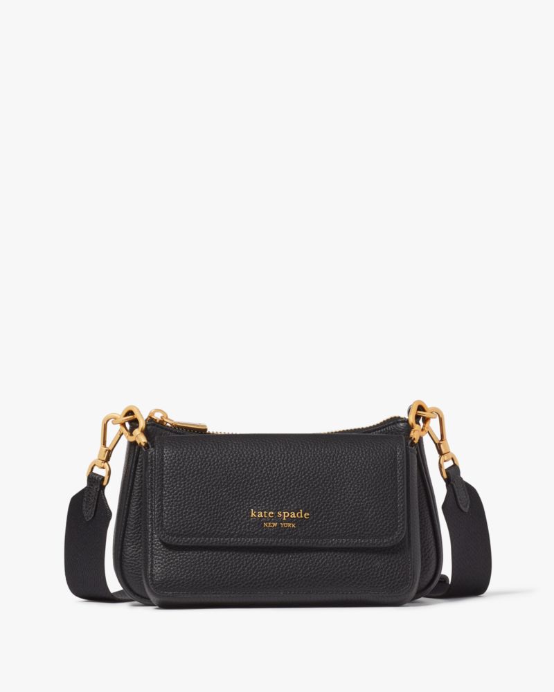 KateSpade Double Up Pebbled Leather Crossbody Black