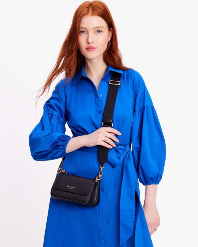 KateSpade Double Up Pebbled Leather Crossbody Black