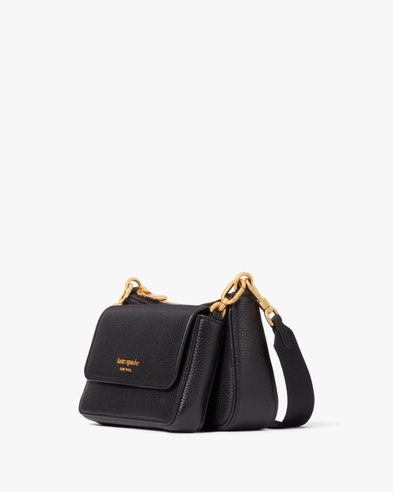KateSpade Double Up Pebbled Leather Crossbody Black
