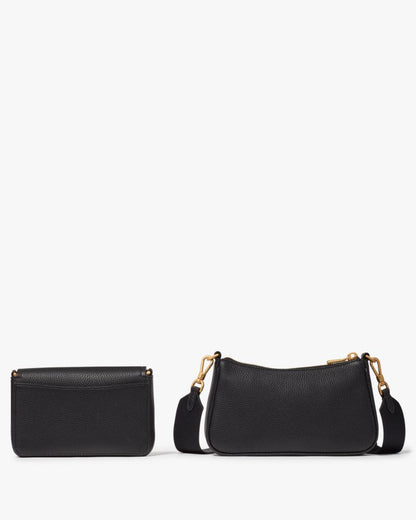 KateSpade Double Up Pebbled Leather Crossbody Black