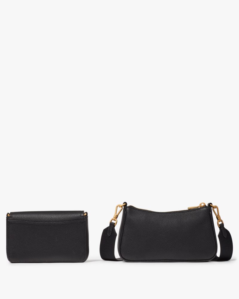 KateSpade Double Up Pebbled Leather Crossbody Black